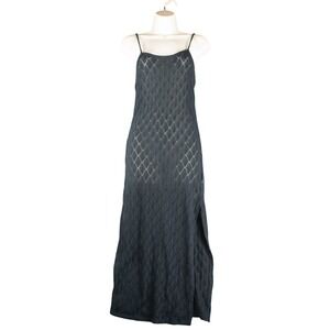 Billabong Womens S Y2K Grunge Fairy Crochet Knit Maxi Dress Black Whimsygoth 90s